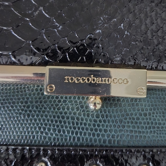 Roccobarocco Black and Gray Clutch with Gold Chain - Picture 9 of 9